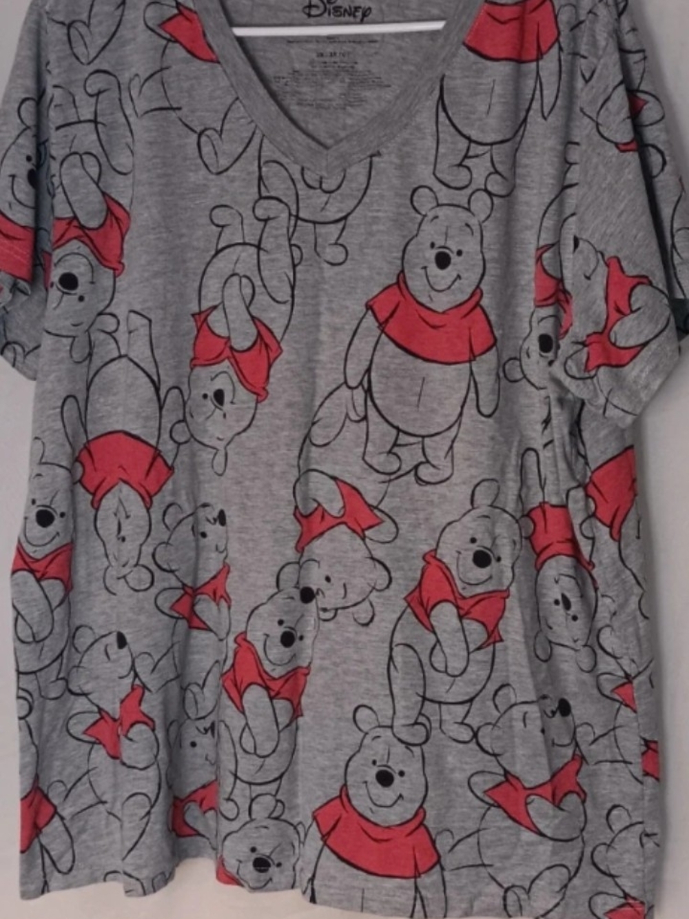 Disney Gray Tee with Red Winnie the Pooh Print